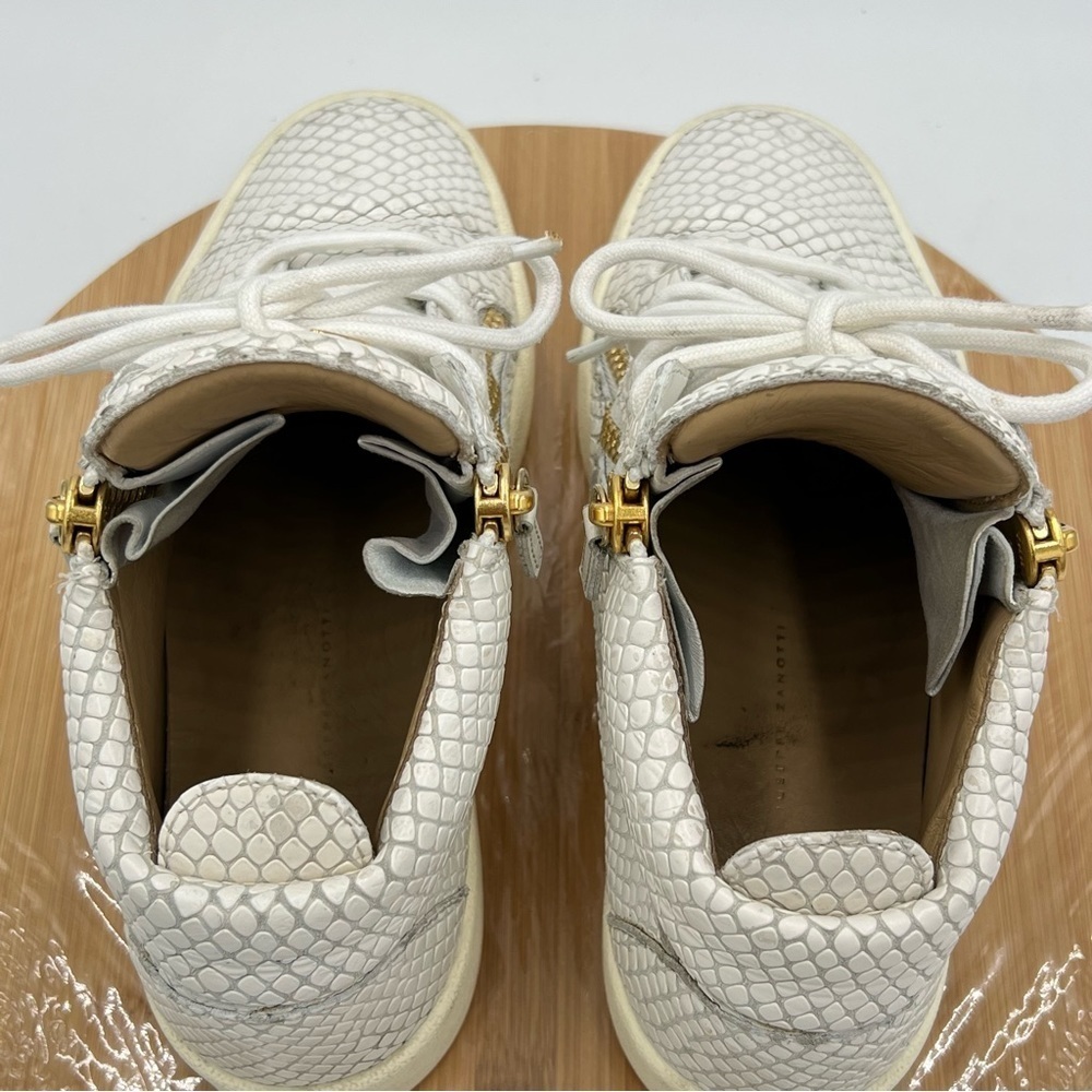 Giuseppe Zanotti Snakeskin White High Top Sneakers Size 42 - Picture 11 of 15